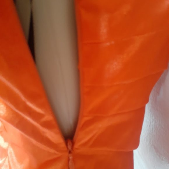 NWT lAUNDRY BY SHELLI SEGALHOT  ORANGE ONE SHOULDER RUFLE SHORT DRESS SIZE  US 6 - Picture 6 of 8